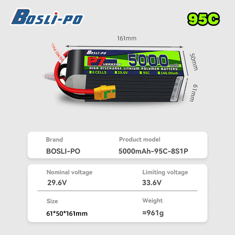 Boslipo P7 Version 5000mAh 95C - Drone Battery 6S ulasan dan harga